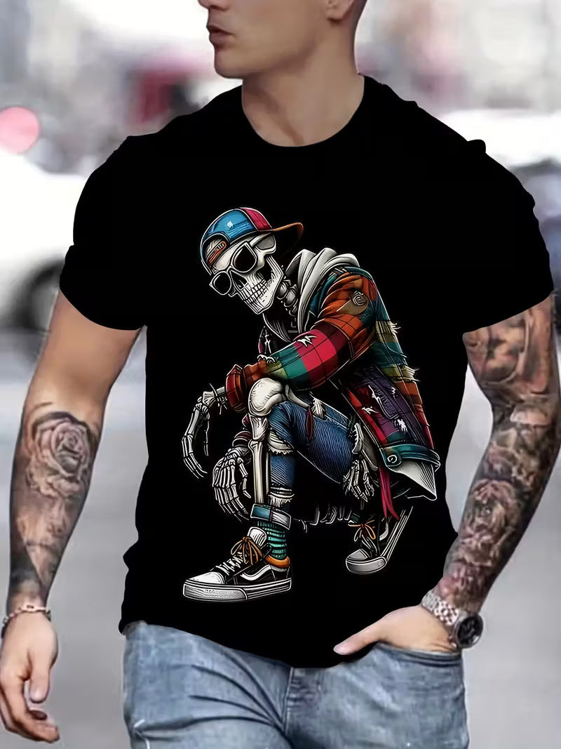 3D Digital-Print Casual Mens Top