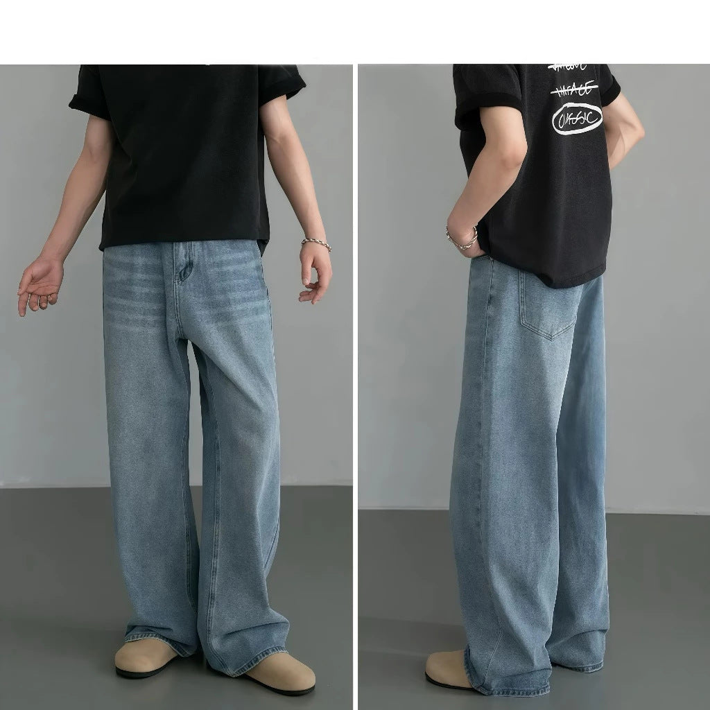 Retro Distressed Loose-fit Straight-leg Pants