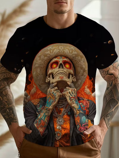 3D Digital-Print Casual Mens Top