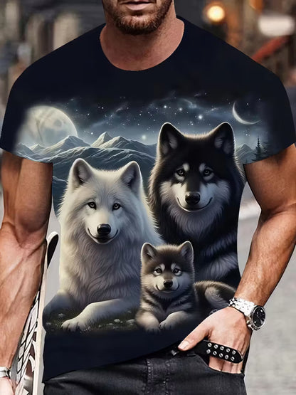 3D Digital-Print Casual Mens Top