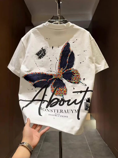 Men's Casual Bottoming Top With Butterfly Pattern