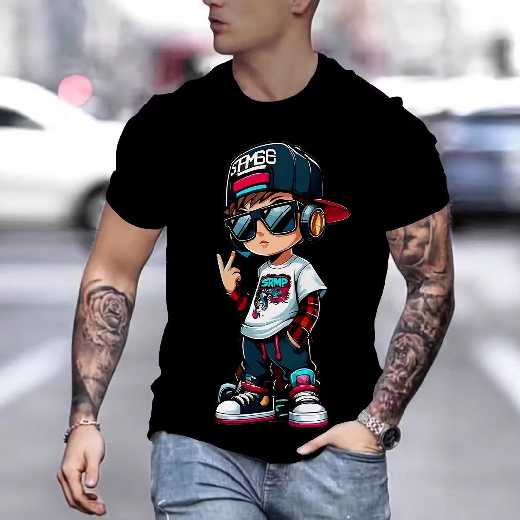 3D Digital-Print Casual Mens Top