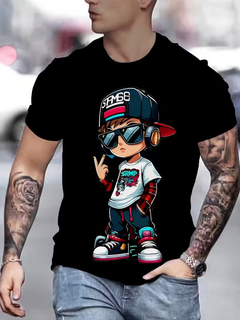 3D Digital-Print Casual Mens Top