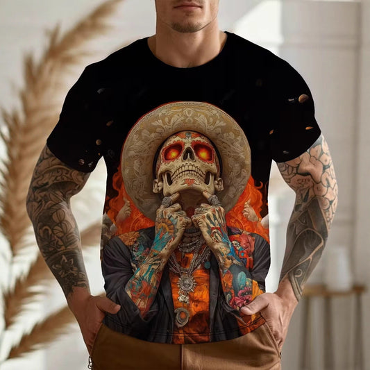 3D Digital-Print Casual Mens Top